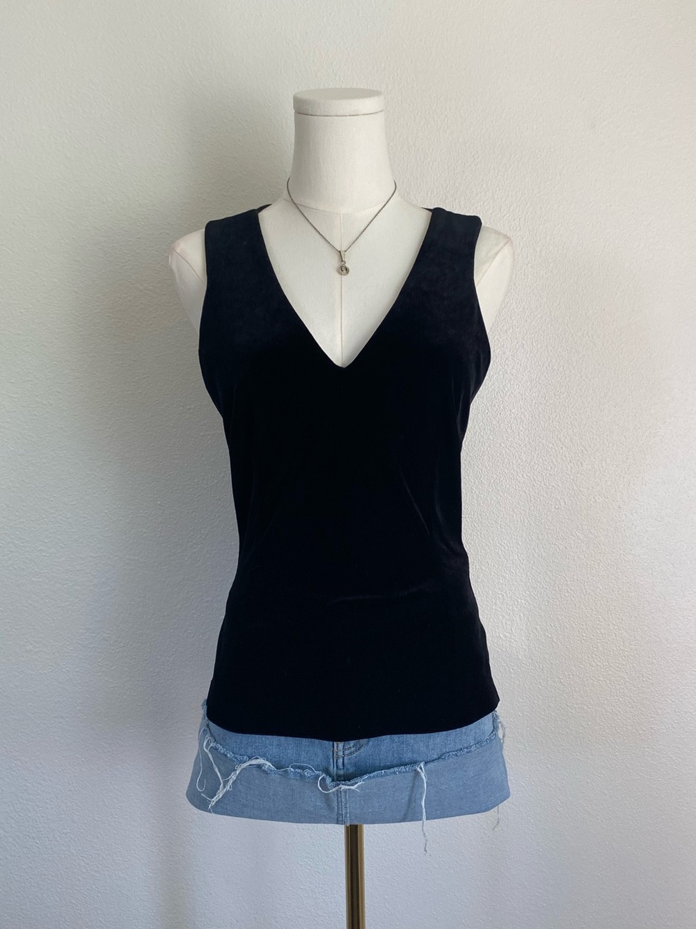 Vintage Cache Velvet Mesh V Neck Tank Top Whimsigoth